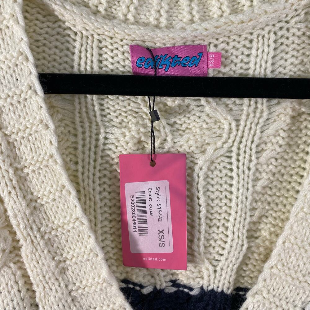 Edikted Women Cream Tinsley Oversized Cable Knit Cardigan Size XS/S NWT - Picture 5 of 9